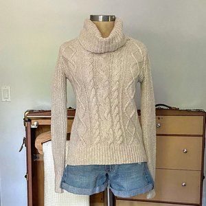 Abercrombie Cable Knit Turtle Neck Sweater | Cream | Size XS